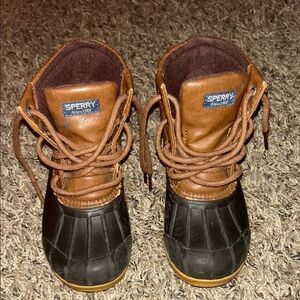 Sperry Kids Tan and Black Rain Boots